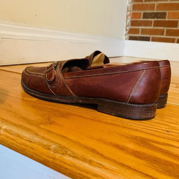 Cole Haan Mens Burgundy Cognac Leather Loafers Size US 10.5 M - Picture 8 of 14